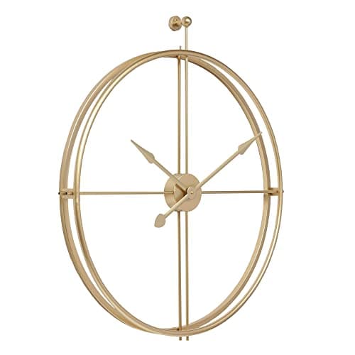 LW Collection Horloge Murale Alberto Or 80 cm - Grande Horloge Murale Industrielle en Métal - Horloge Murale Moderne - Mouvement Silencieux - Horloge Silencieuse