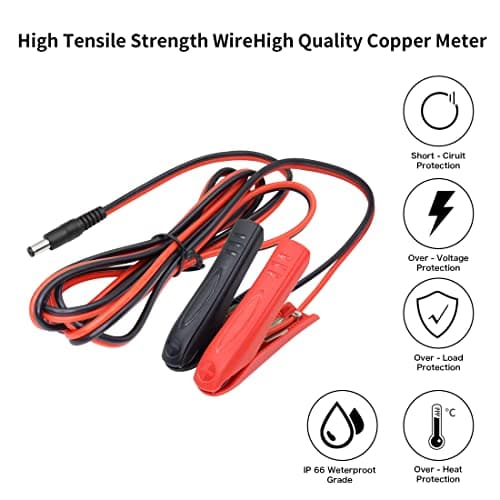 YACSEJAO Câble d'alimentation DC à pinces crocodiles pour batterie DC 5,5 2,1 mm mâle vers pinces de batterie 12-24 V pour chargeur de voiture pour accessoires automobiles (1,8 m)