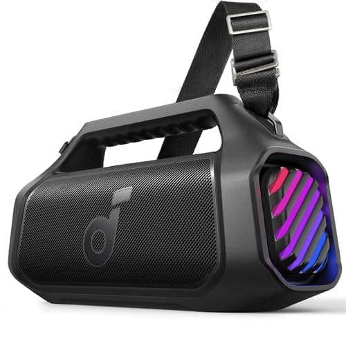 Soundcore Boom 2 Plus Enceinte Bluetooth puissante, 140W, 2+2 canaux stéréo, BassUp 2.0,Charge Rapide 30W, 20h, IPX7, lumières RGB, USB-C, pour l'extérieur, Le Camping, la Plage et Le Jardin