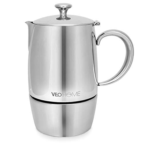 VeoHome Cafetière Italienne inox 6 Tasses 300 ML – Cafetière Moka Induction, Gaz, Céramique Style Expresso – Incassable, Sûre et Lavable au Lave-Vaisselle...