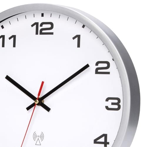 VINILITE Horloge Murale Radio Pilotée 30cm Moderne Pendule Murale à Grands Chiffres pour Salon, Cuisine, Bureau, Chambre