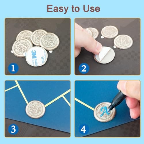 Zifospy cire cachet, Lot de 50 autocollants scellage en or champagne pour invitation de mariage, Noël, emballage de cadeaux, fête, idéal pour sceller les enveloppes(Letter T)