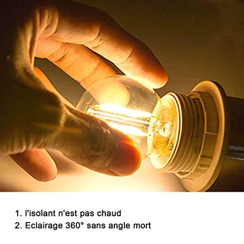 EXTRASTAR Ampoule LED Filament E14 G45, 6W Equivalente à Ampoule Halogène Vintage 60W, Blanc Chaud 750Lm 3000K, Non Dimmable, Lot de 6