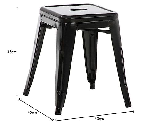 CLP Tabouret Armin I Tabouret métallique empilable et Facile d'entretien I Tabouret empilable pouvant Supporter jusqu'à 200 kg Couleur Noir