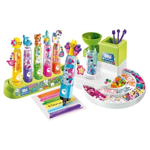 Clementoni - Coffret créatif : L'atelier des fluos : 10 fluos amusants, dès 7 ans - Inclus des bouchons, des mines, des capuchons - Loisirs créatifs - Jeux Éducatif pour enfant - Fabriqué en Italie