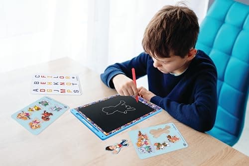 Lexibook, Ardoise Magique La Pat' Patrouille, Jouet Artistique et créatif pour Filles et garçons, Format A4 avec dessins multicolores, Bleu/rouge, CRT10PA