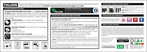 Tollens - Peinture Couleurs - Murs et Boiseries - Toutes pièces - Ultra résistante - Satin - Blanc - 2,5L = 30m2