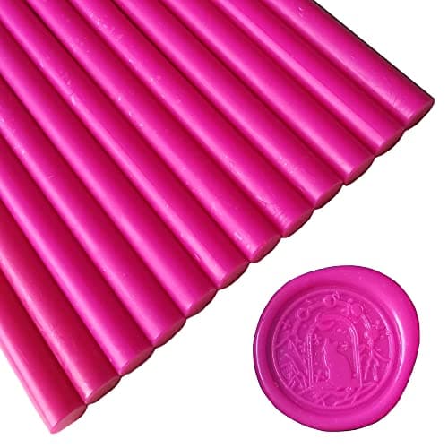 12 bâtons de cire à cacheter pour pistolet à colle pour cachet de cire,PORXFLY Seal Wax Sticks Idéal pour les enveloppes de cartes, les emballages cadeaux, les invitations de mariage (Rose rouge)