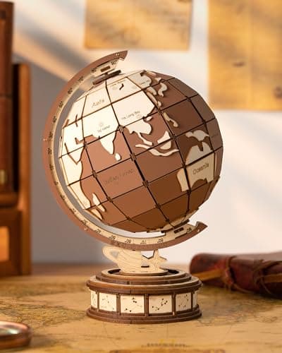 ROBOTIME Puzzle 3D Maquette Globe en Bois a Construire Adulte, Construction Bois Modelisme Maquette Adulte, Cadeaux pour Adultes Et Adolescents