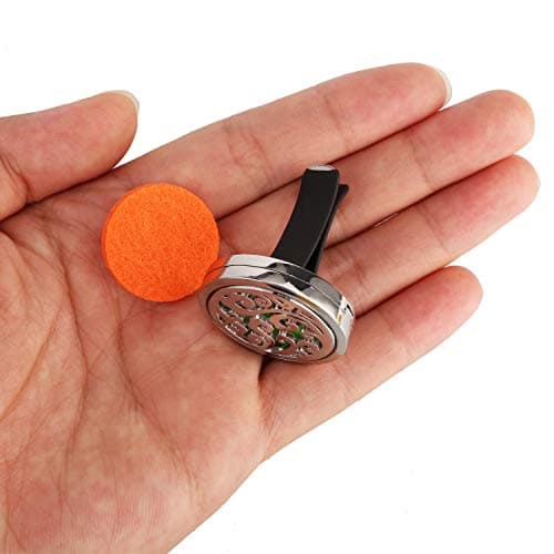 OOTSR 2pcs diffuseur d'huile Essentielle de Voiture d'aromathérapie, Acier Inoxydable Huile Essentielle Diffuseur Clip Médaillon pour Voiture, Salon, Bureau, avec 102pcs Feutre Pads (Arbre et Vague)