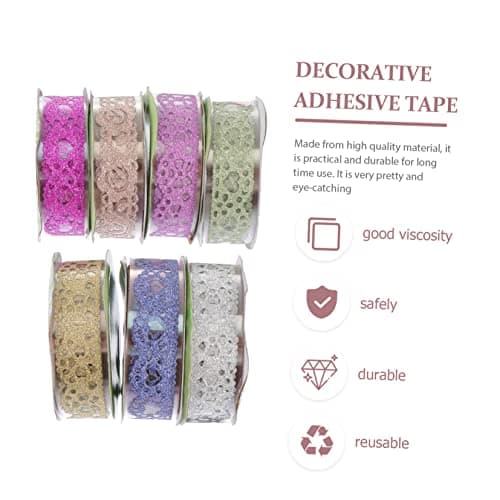 Lurrose 14 Rouleaux De Ruban De Dentelle Creux Washi Tape Album Photo Ruban De Dentelle Décor En Macramé Ruban Autocollant En Dentelle De Masquage Ruban De Masquage Pailleté Autocollants