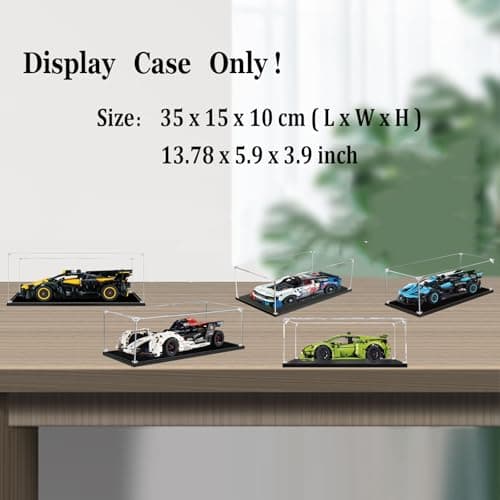 BOOVAX Vitrine pour Lego-Collection 42151/42137/42153/42161/42162 - Acrylique Figurine Vitrine Présentoir Transparent pour [Bugatti-Bolide/Lamborghini-Huracán/Formula-E-99X/Camaro-ZL1] - 35x15x10cm