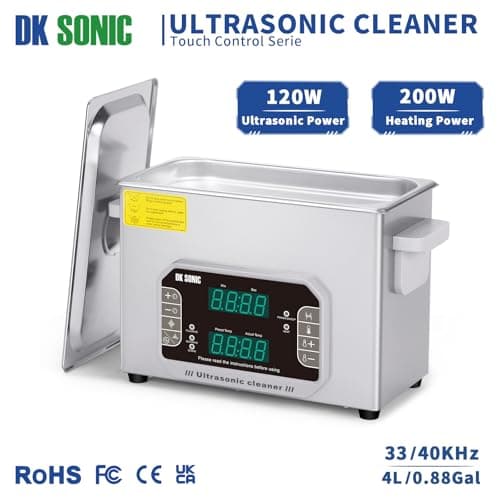 Nettoyeur à ultrasons DK SONIC Touch avec chauffage, minuterie, mode de nettoyage multiple pour carburateur, pièces automobiles, machine de nettoyage à ultrasons industrielle et commerciale (4L, 110V)