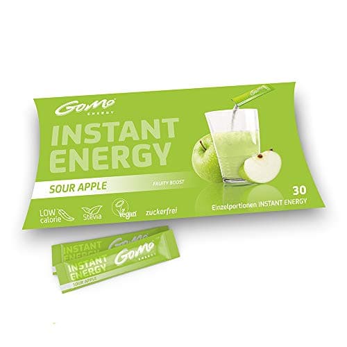 GoMo ENERGY® Boisson de vitalité 100% naturelle sans sucre | Stimulation physique et mentale | Plus d’énergie et de concentration | Végane hypocalorique édulcorée avec stevia | SOUR APPLE 30 portions