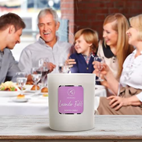 Bougie Parfumée Champs de Lavande - Bougie Huiles Essentielles - Bougie de Cire de Soja - Bougie Aromathérapie Luxe et Sensuelle - Temps de Combustion Jusqu'à 45 Heures - Bougie Parfumée