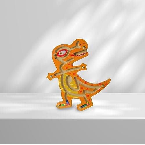 Andux Mini Animaux Jeu de Puzzle Magnétique Labyrinthe Jouet en Bois à Bord pour Enfants MGYX-01 (Tyrannosaurus Rex)