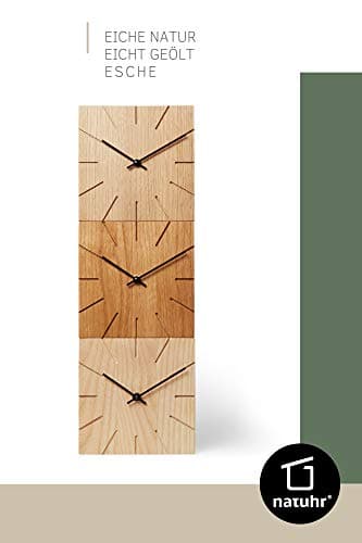 Natuhr Horloge de Table Murale en Bois de chêne - Beam - 17 x 17 cm (Aiguilles Noires en chêne huilé, Mouvement à Quartz)