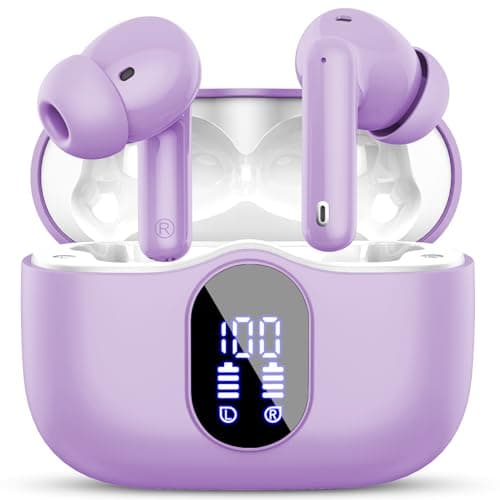 Écouteurs Bluetooth 5.3, Écouteur sans Fil avec 4 ENC Réduction Antibruit Mic Casque Bluetooth Hi-FI Son Stéréo, 36 Heures Durée de Lecture, IP7 Etanche, Écran LED, Contrôle Tactile