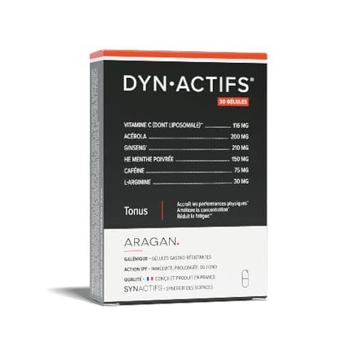 ARAGAN - Synactifs - Dynactifs - Complément Alimentaire Anti-Fatigue - Ginseng, Acérola, Caféine, Vitamine C et Menthe Poivrée - 30 gélules - 15 jours à 1 mois de prise - Fabriqué en France