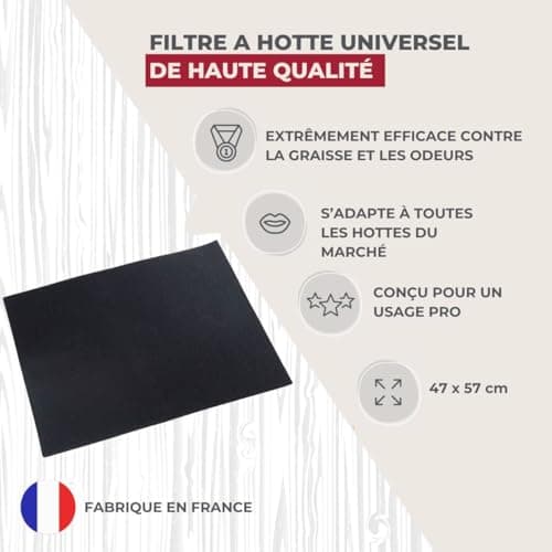 Fackelmann 08024 Filtre hotte, Filtre charbon hotte, Charbon actif, Polyester, Noir, 47 cm x 57 cm