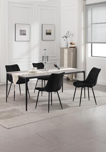 WOLTU 6X Chaise de Salle à Manger Chaise Design Moderne Assise en Velours Bien rembourrée Cadre en métal,Noir BH142sz-6