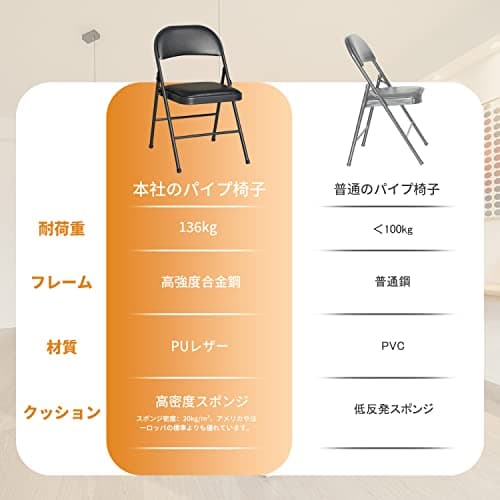 BOOSDEN Lot de 2 Chaises Pliantes, Chaise Pliante Confortable, Chaise Pliante Salle a Manger,Chaise pliante rembourrée, Chaises Pliantes pour Cuisine, Bureau, extérieur, Jardin, Charge maximale 136 kg