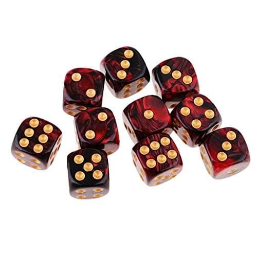 B Blesiya Set 10 Dés à Jouer 6 Faces en Résine Dice D6 D&D TRPG pour Jeux de Société Party Bar -16mm - Rouge + Noir