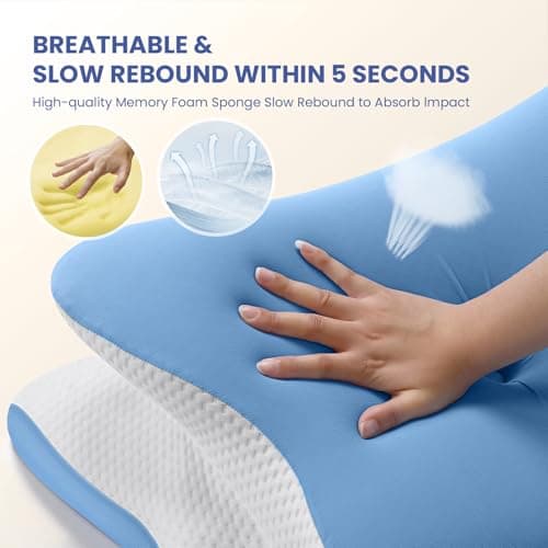 JINXIA Oreiller en Mousse à Mémoire de Forme, Oreiller de Contour Cervical pour Les Douleurs aux épaules,Oreiller Orthopédique Ergonomique de Soutien du Cou pour Dormeurs sur Le Côté