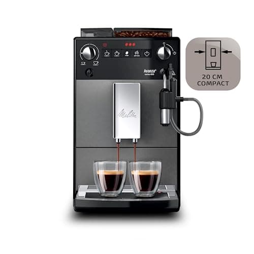 Melitta Avanza Grise, Machine à Café à Grain avec Broyeur et Système d'Extraction des Arômes, Silencieuse, Fonction Easy Cappuccinatore, Mode 1 à 2 Tasses, Automatique, F270-100, 1450W