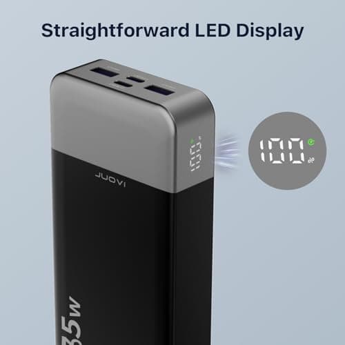 Chargeur Portable 20000mAh, JUOVI Chargeur Portable 35W, Chargement Rapide, PD3.0 QC4.0 Batterie Externe pour téléphone avec Affichage LED pour iPhone 16 15, Galaxy, Tablette, Switch, etc.
