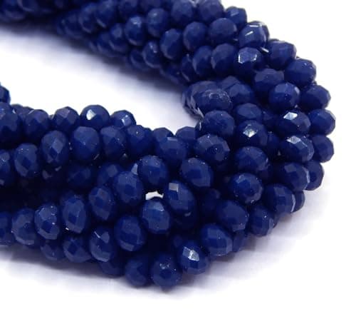 Perlin Lot de 160 perles en cristal de Bohême tchèque 3 mm x 2 mm, perles tchèques en verre taillé CZ, perles rondelles à facettes, perles en verre, 1 fil (bleu roi opaque)