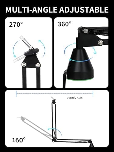 YOUSHARES Bras Micro, Bras de Micro à Profil Bas, Support Micro Low Profile Réglable pour Blue Yeti Fifine AM8 k658 Razer Seiren Mini HyperX Rode, Perche de Micro à Profil Bas pour Gaming, Streaming