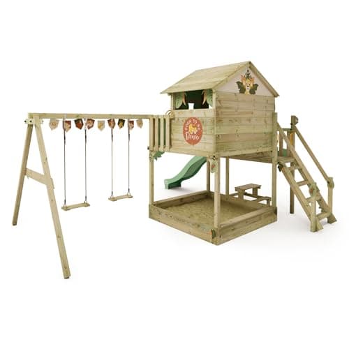 Disney Le Roi Lion Quest Aire de Jeux de Wickey - Structure d'escalade, Tour d'escalade, Jeux de Jardin pour Enfants - Aire de Jeux extérieure en Bois avec bac à Sable