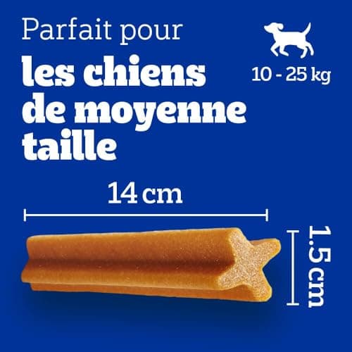 PEDIGREE DENTASTIX Sticks Bucco-Dentaires pour Moyen Chien 10-25kg - 56 Bâtonnets à Mâcher (Lot de 8 Sachets de 7 Friandises) - Hygiène, Scientifiquement Prouvé, Nettoyage Dents au Quotidien