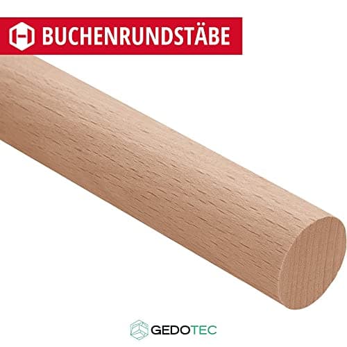 Gedotec Barre ronde en hêtre lisse | Grumes pour artisanat & jardin | Dimensions : 18 x 1000 mm | Baguettes en bois de hêtre | Bois Massif | Barre ronde en bois | Bâtonnets ronds | 10 Pièces