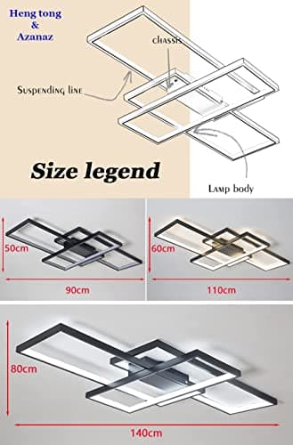 MQW Plafond LED Salon Simple Plafonnier Contemporain Atmospheric Plafond Rectangulaire Lampe Chambre en Aluminium Acrylique Projecteur Gradation Continue avec Télécommande,Blanc,L90cm
