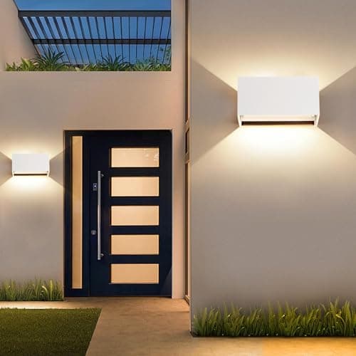 FUPE 25W LED Applique Murale Exterieur Intérieure Applique Extérieure IP65 Imperméable Moderne Aluminium Appliques Murale Extérieure Lampe Lumière Angle Réglable, Blanc 3000k Blanc Chaud