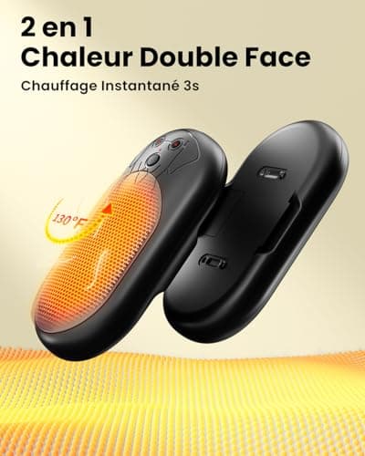 Chaufferette Main Reutilisable 2 Pack, 6000 mAh Chauffage Portable Chauffe Main Rechargeable, Chaufferette Electrique Main, Cadeaux de Noël pour l'extérieur/Camping/Chasse
