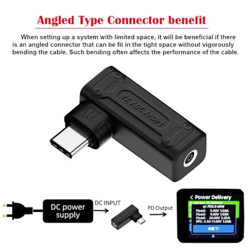 NFHK Adaptateur de charge 90 degrés coudé 140 W 100 W DC 4,5 x 3,0 mm pour téléphone portable