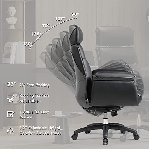 EUREKA ERGONOMIC Chaise de Bureau, Fauteuil Bureau Ergonomique, Chaise de Bureau Confortable avec accoudoirs et Appui-tête réglable, Siège Extra Doux et Confortable, Noir