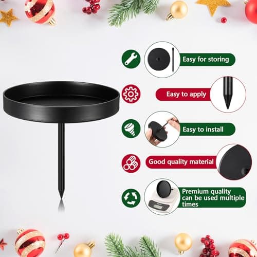 Nuenen 4 Bougeoirs pour Bougies de l'Avent Bougeoir avec Brochette Chandelier pour Couronne de l'Avent Assiette à Bougies de 8,5 cm Plateau Décoratif Plateau Rond Rétro (Noir)