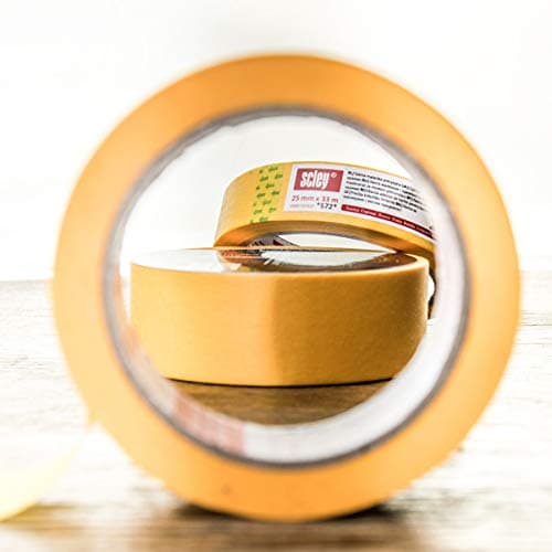 Scley – 3 Rouleaux de Rubans de Masquage - Série 572 - Largeur 48mm, Longueur 33m - Bande adhésive en Crêpe Jaune - Protection pour Travaux de Peinture
