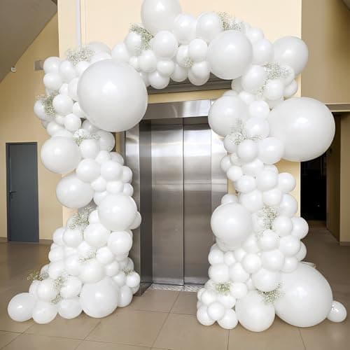 Ballons Blanc Mat, 100 Pcs 10 Pouces Épaissir Latex Ballons Décorations de Fête avec 2 Rubans pour Ballons Guirlande Arche Anniversaire Mariage Anniversaire Baby Shower Fiançailles