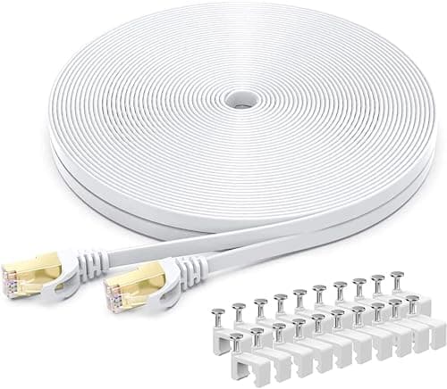 BUSOHE Câble Ethernet Cat 8 6M, Câble Réseau LAN Gigabit RJ45 Plat Haute Vitesse, Cordon de Brassage Internet 40Gbps 2000MHz pour Commutateur,Routeur,Modem,Panneau de Brassage,PC