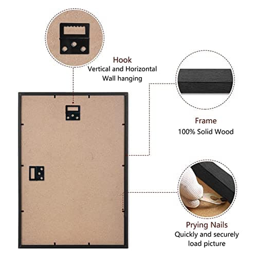 Cadre Photo A3 Set de 2 Cadres Photo en Bois Massif Noir Avec Vetro di plastica pour Galerie Certificat Document Maison Décoration (29.7x42 cm)
