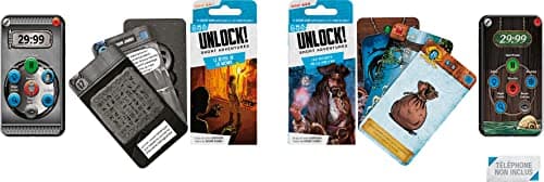 Asmodee - UNLOCK! Short Adventures - Le Réveil de la Momie + Les Secrets de la Pieuvre - Jeu de Société dès 10 ans - Escape Game - Jeu de Cartes Coopératif - 1 à 6 Joueurs - 30 Min- en Français