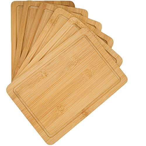DuneDesign Lot de 6 : Petite Planche a Decouper - 22x15 Planche Aperitif Bois - Planche Petit Dejeuner Petite Planche de Bois - Planche a Charcuterie Apero - Planche à Découper Bambou Planche Bois