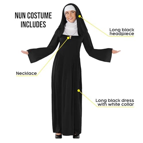 Fun Shack Costume Bonne Sœur Femme, Déguisement Halloween Religieuse, Coiffe Incluse, M