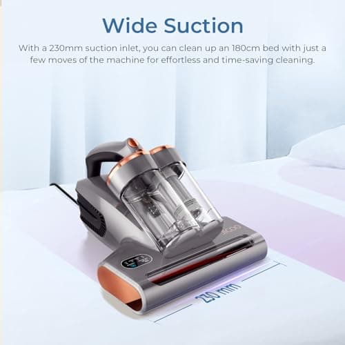 JIGOO S300 Pro Aspirateur Anti-Acariens avec Capteur d'Acariens et Affichage LED Intelligent, 500W Aspirateur Matelas avec Lampe UV, pour Allergiques, Élimine des Allergènes de Matelas et Canapés
