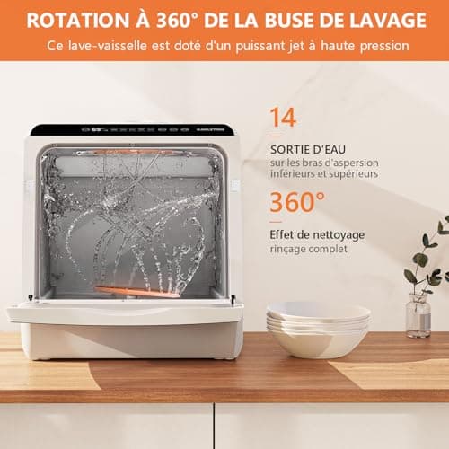 Karlxtom Lave-vaisselle de table, Mini Lave-vaisselle avec Comman destactiles à LED, 45CM, 6 Programmes, Lavage des fruits, Soins Pour Bébés